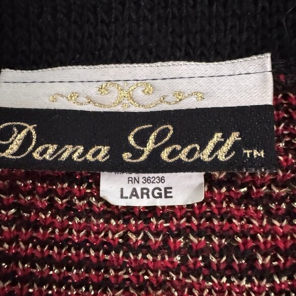 Dana Scott Sweater Large Red Gold Poinsettia Metallic Christmas Party Holiday - Picture 11 of 13